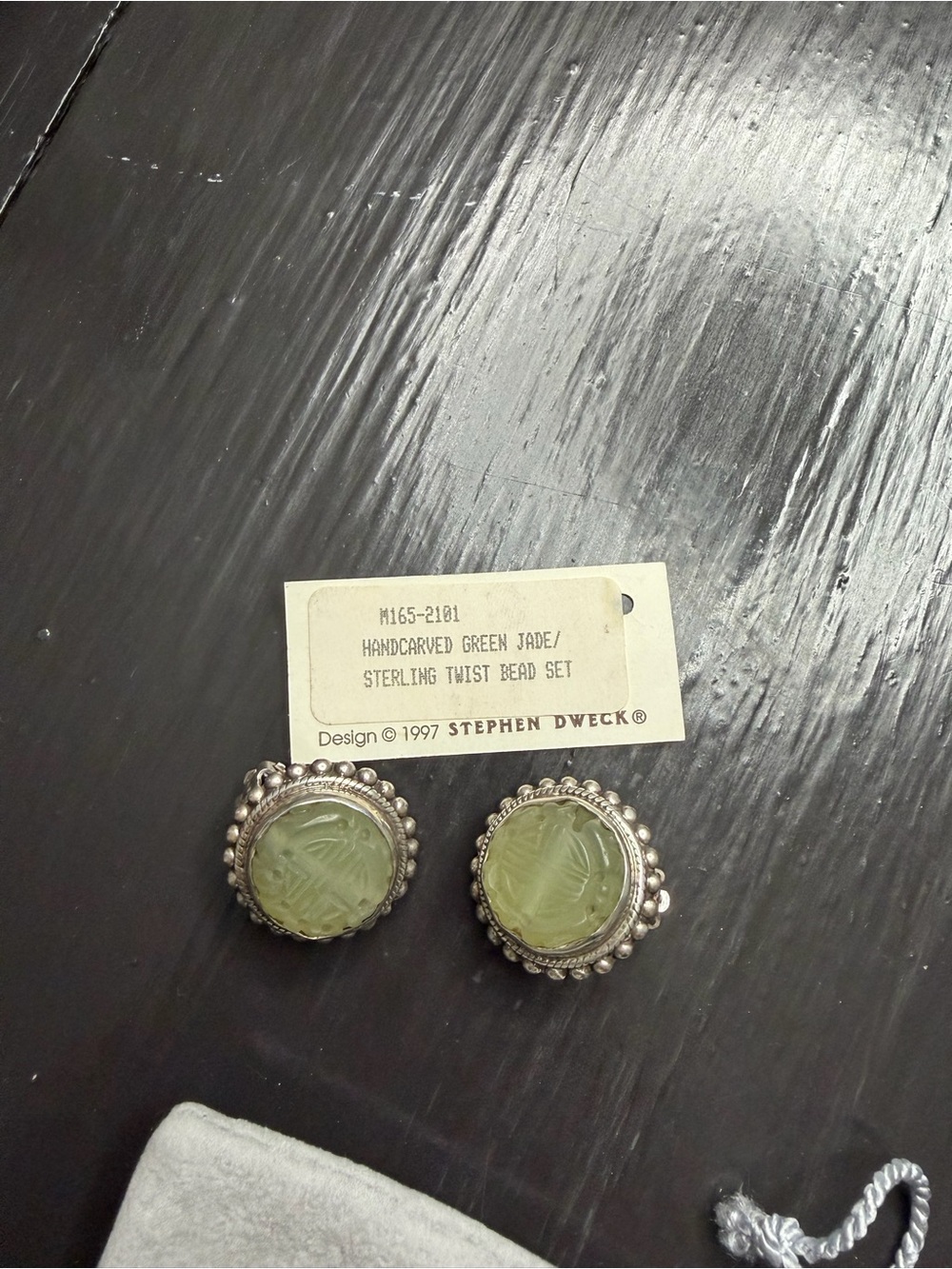 Stephen Dweck Silver-Tone Carved Disc Earrings with Cream Accents